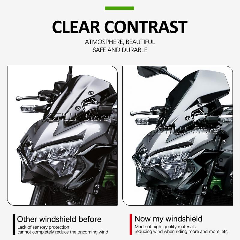 Для Kawasaki Z 900 650 Z900 Z650 2020 2021 2023 2024 Мотоцикл Ветровое стекло Экран Защитный козырек Ветрозащитный экран Двойной пузырь Ветроотражатель