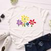 Little Flowers Cotton T-Shirt Short Sleeve Round Neck Women 2d Print Tops