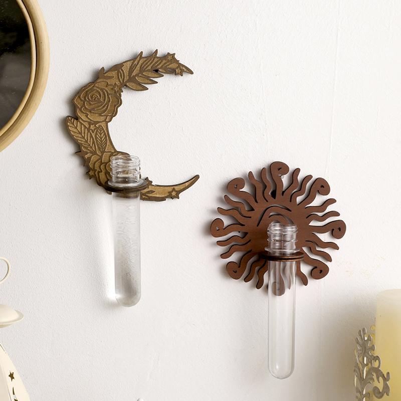 1Pc Wooden Wall Hanging INS Hydroponic Vase Farmhouse Decoration Hollow Wooden Frame Simplicity Home Furnishing Wall Decoration