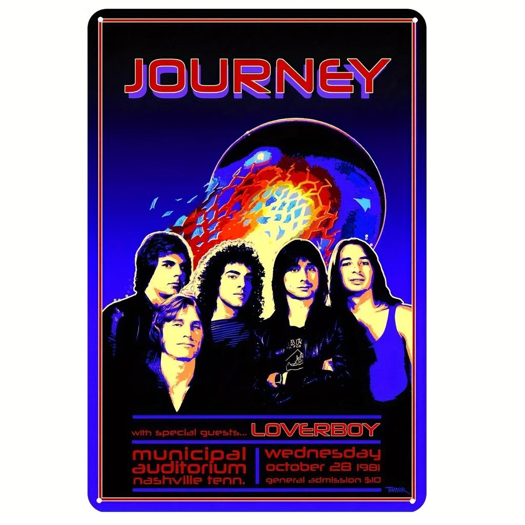 Home Relaxation Vintage Journey Band Metal Tin Sign Retro Wall Art Iron Construction Pop Culture Theme Multipurpose