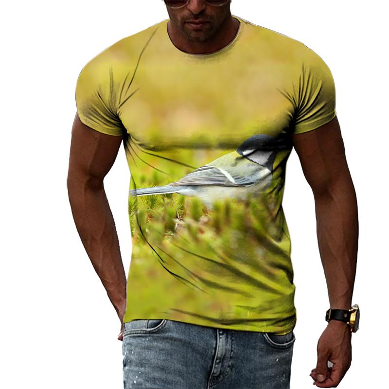 Летние мужские футболки с животными и птицами, модные повседневные футболки с короткими рукавами с 3D принтом, топ в стиле Харадзюку в стиле хип-хоп с круглым вырезом