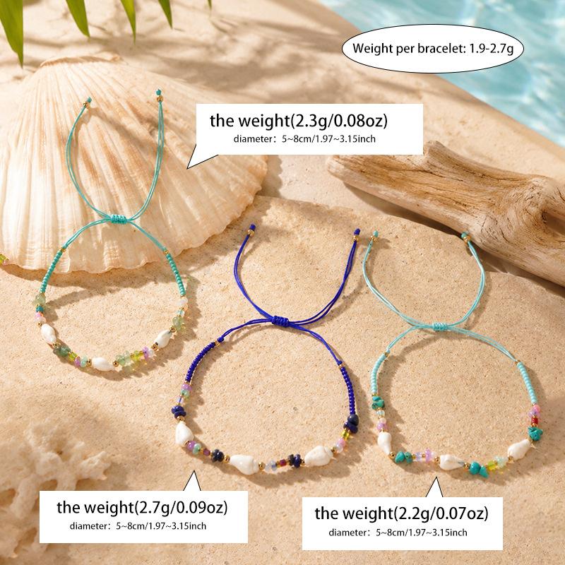 New Starfish Jewelry Bohemian Holiday Wind Gravel Conch Hand Rope Summer Beach Rice Bead Bracelet Women