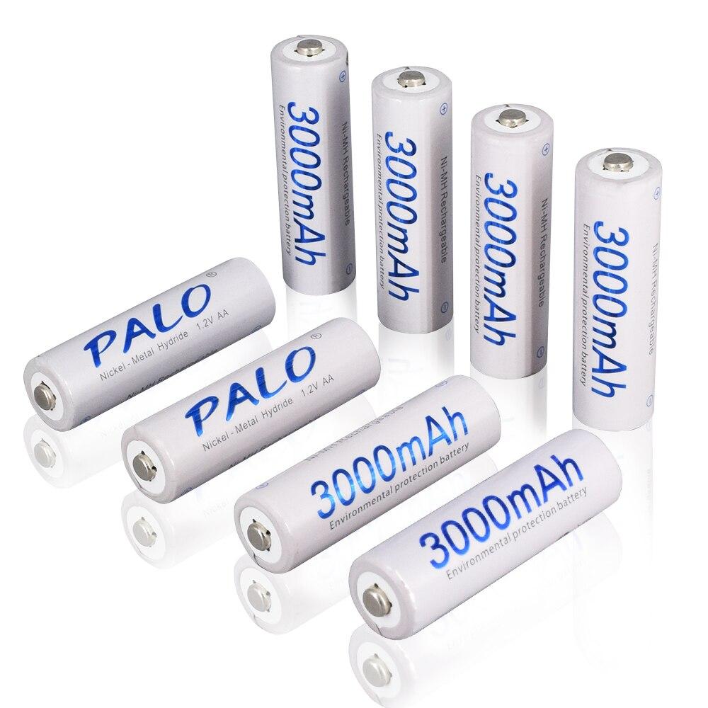 PALO 1,2 В AA аккумуляторная батарея 3000 мАч Ni-MH 100% оригинальная батарея большой емкости типа AA перезаряжаемая для игрушек для фотоаппаратов KTV