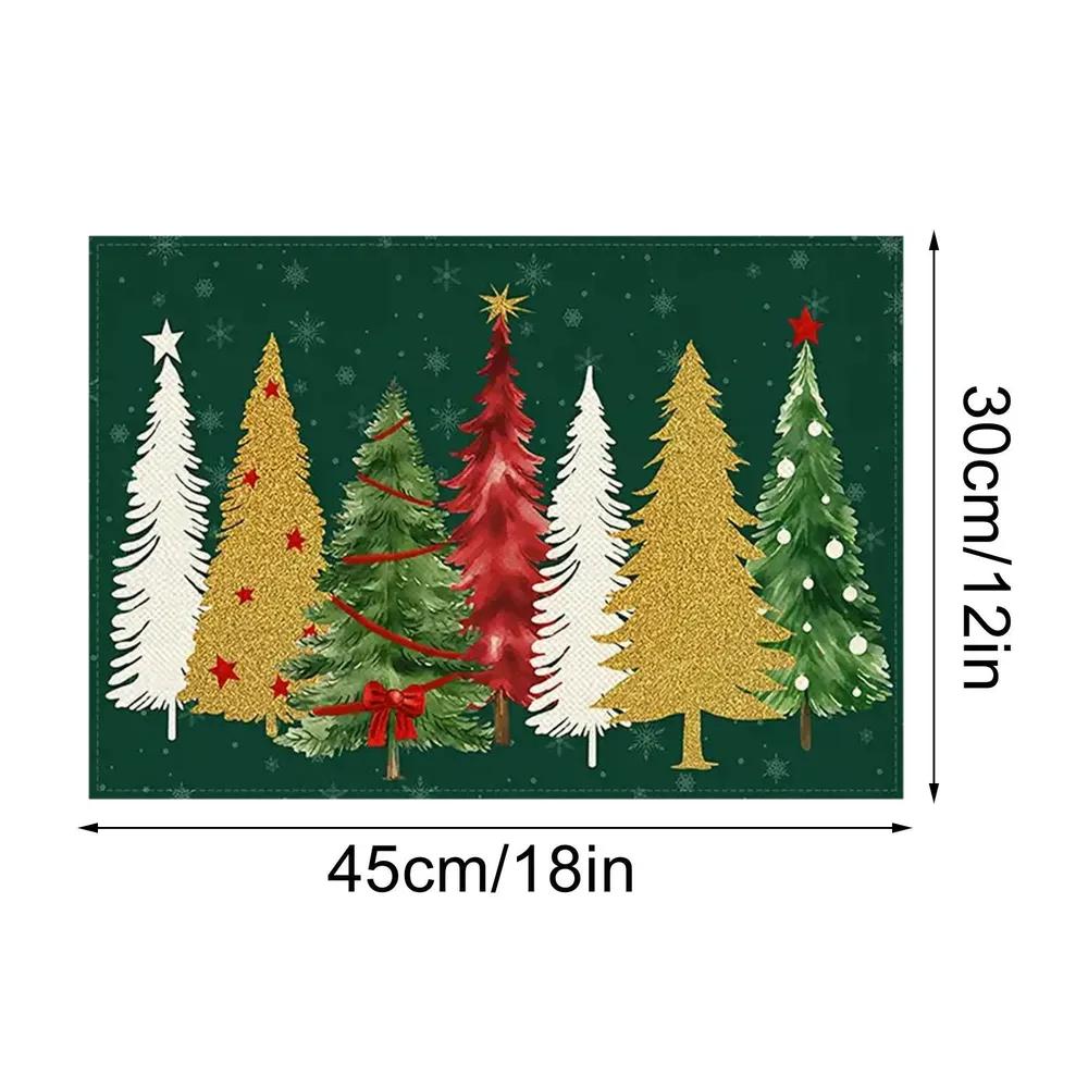 Festive Linen Table Mat Set 30x45cm, 4pcs