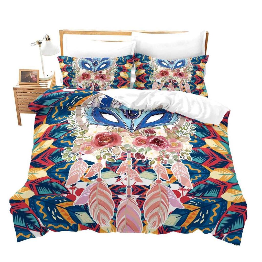 Cartoon Dreamcatcher Duvet Cover Collection Single King Feather Bedding Collection Microfiber Bohemian Comforter Cover For Girls Women Room