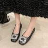 Women's New Square Toe Summer Shallow Mouth Rhinestone Decoration Design Mary Jane Daily Casual Single Shoes Zapatos De Mujer