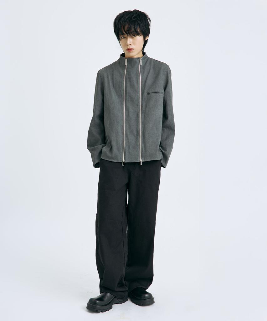 TEN PAST SEVEN Double Zipper Stand Neck Jacket (2 Colors)