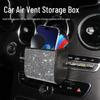 Rhinestone Leather Car Air Vent Organizer Bag - Multifunctional Lambskin Storage Box