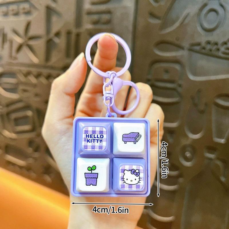 Hello Kitty Keyboard Keychain Stress Relief Keyboard Keyring Kitty Fidget Toys Click Keychain Bag Accessories Hanging Pendant