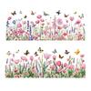 Yousheng 3 Pcs Flower Wall Decals Watercolor Wildflower Grass Butterflies Wall Stickers Peel And Stick Wall Art Decor for Girls Bedroom Living Room