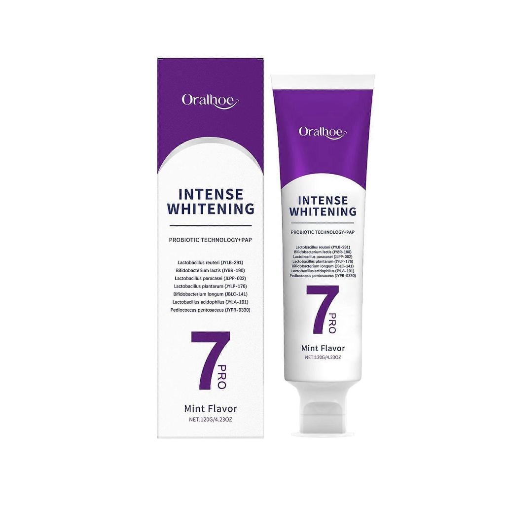 Oralhoe 7-Pro Intensive Toothpaste with 7 Probiotics, Intense Whitening Stain Removal & Fresh Breath