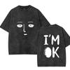 Anime One Punch Man Saitama Funny Graphic T Shirt Men Short Sleeve Clothing Oversized Tshirt Washed Cotton Tee Harajuku T-shirt