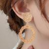 1 Pair Geometric Statement Earrings Vintage Style Sparkling Alloy Large Hollow Ring Women Girls Hoop Earrings Fashion Accessories Gift