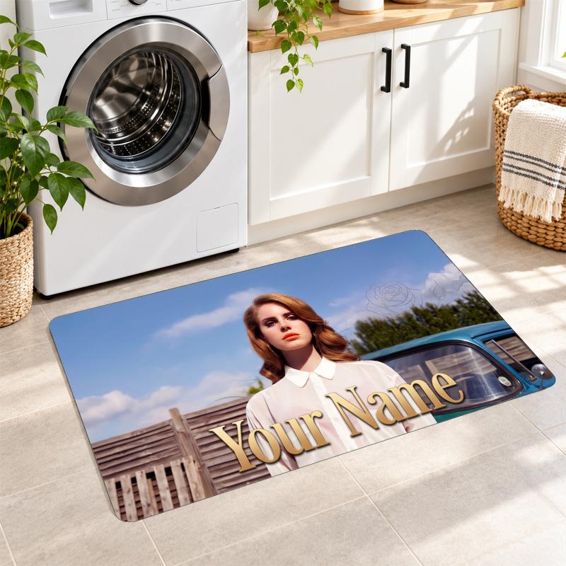 Lana Del Rey Custom Text Flannel Floor Rug Soft Kitchen Mat Personalized Non Slip Carpet