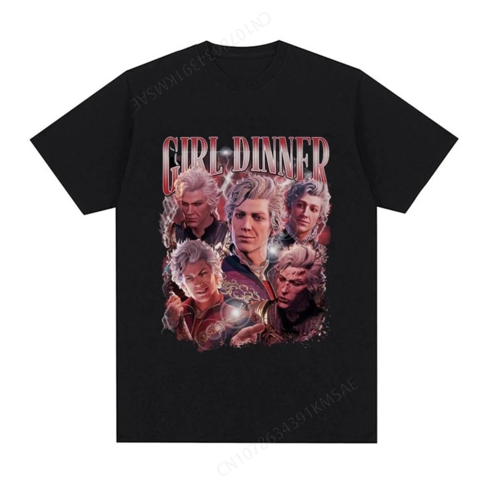 Vintage Astarion Girl Dinner Baldurs Gate Style T-shirt Unisex WoUnisex Clothing Gothic Fashion Tee Shirt Cool Trend Oversized T Shirt
