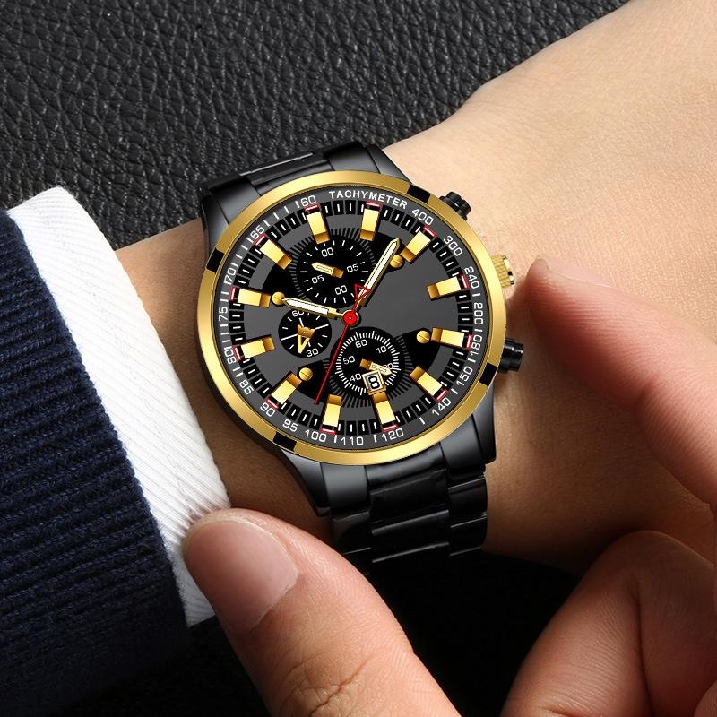 Мужские спортивные часы, деловые кварцевые наручные часы из нержавеющей стали, мужские светящиеся часы