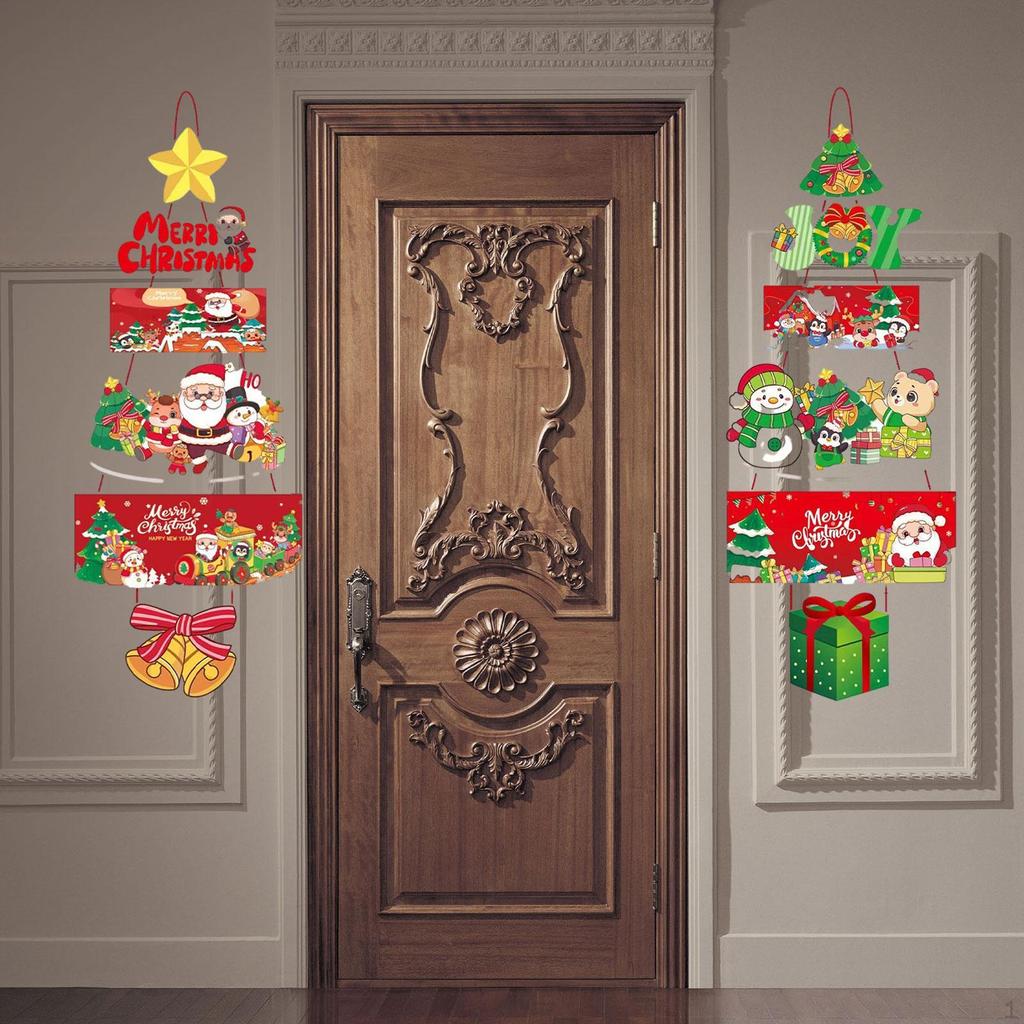 2 Pack Christmas Door Hanging Ornaments Front Signs for Window, Porch, Holiday, Wall