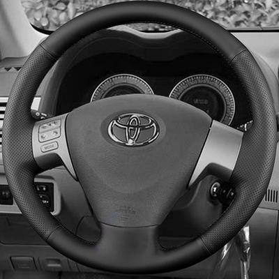 Чехол на руль автомобиля для Toyota Corolla 2006-2010 Matrix 2009 Auris Микрофибра Кожа Ручная Прошивка Черный Автоаксессуары