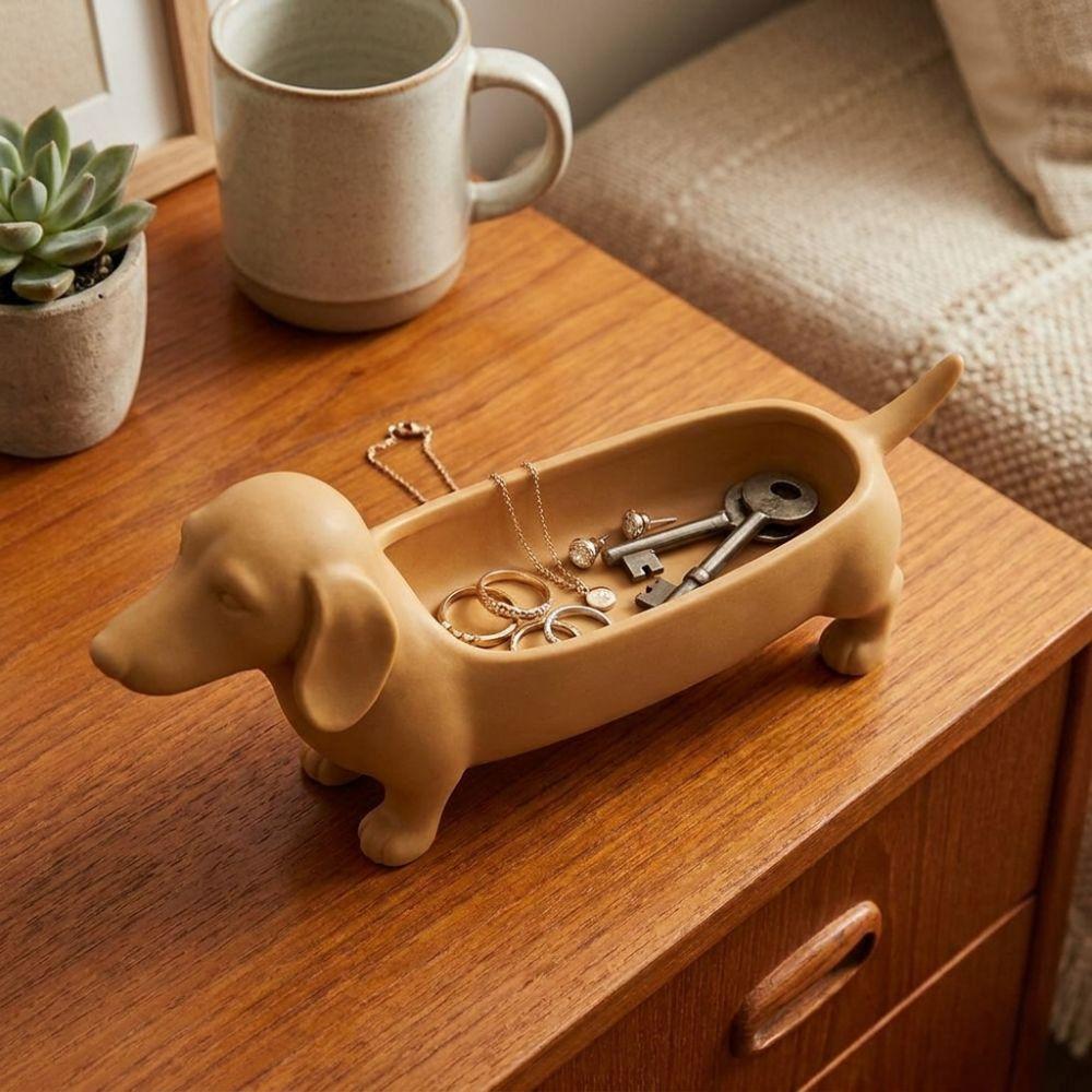Plastic Dachshund Storage Tray 3D Printed Sausage Dog Planter Jewelry Catchall Dish Home Craft