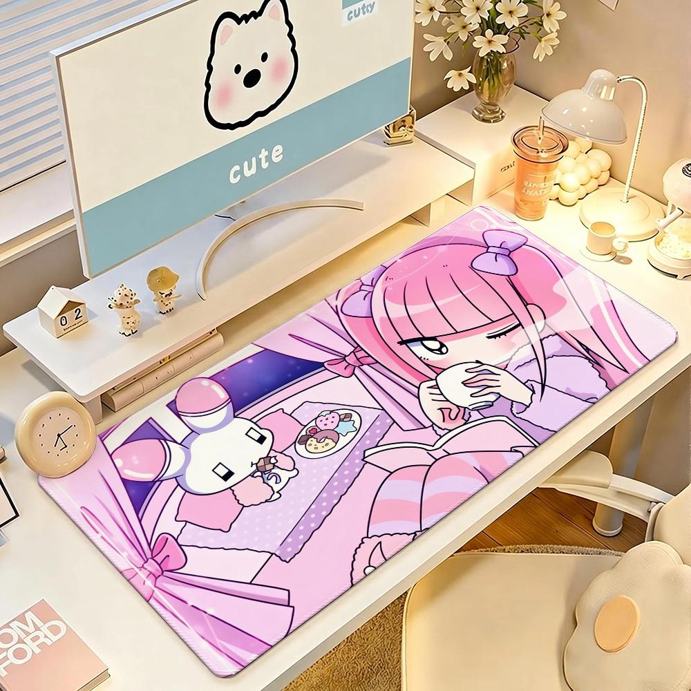 Yami Kawaii Menherachan Коврик для мыши Большой Нескользящий Водонепроницаемый Коврик Прошитый край Клавиатурный коврик Для игр Ежедневного офиса