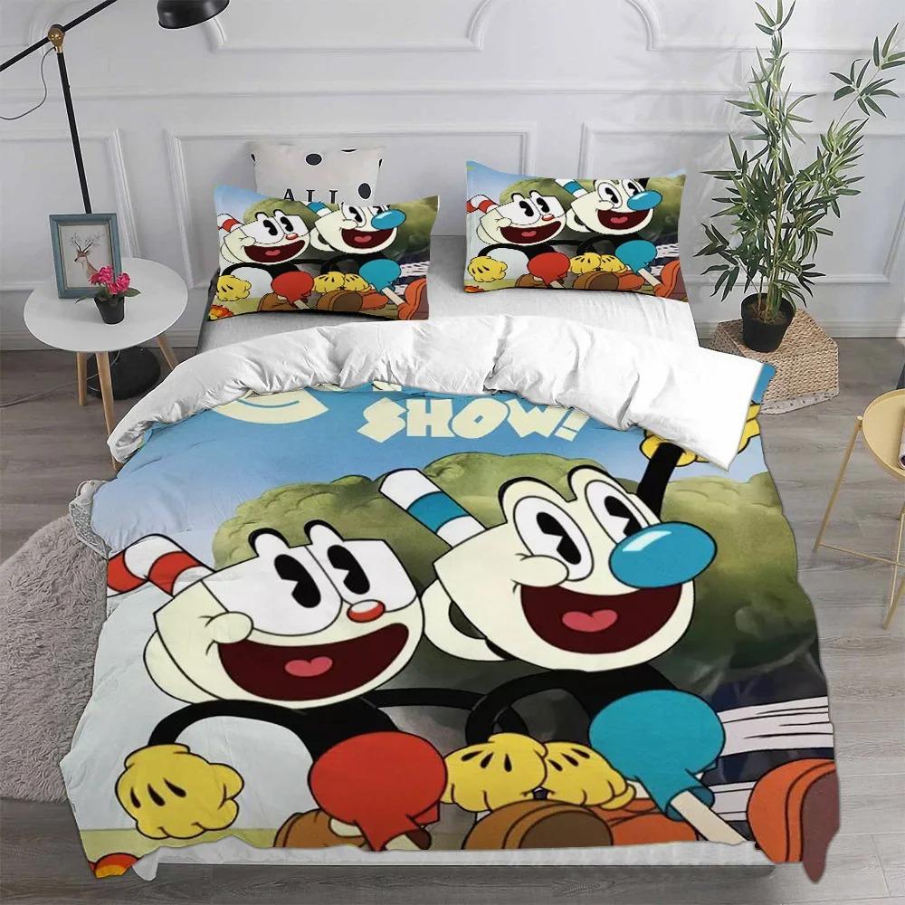 Cartoon Cuphead Duvet Cover Pillowcase Bedding Set Boy Girl Children adults Bedroom Decoration Children Gift Single Double Size
