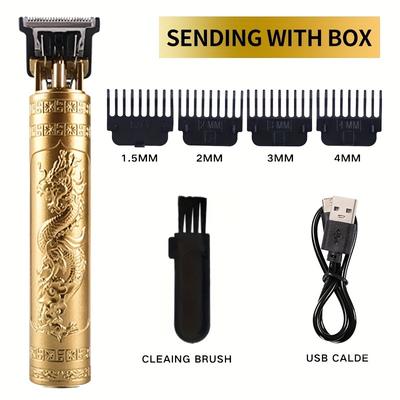 Мужская электрическая машинка для стрижки, профессиональный парикмахерский триммер, мужская электрическая машинка для стрижки бороды с 4 направляющими гребнями и 1 щеточкой для чистки.