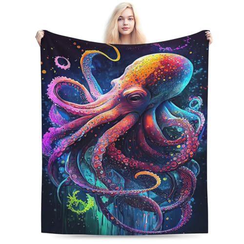 Cartoon Octopus Flannel Blanket Living Room Bedroom Decorative Blanket Lunch Break Blanket Blanket