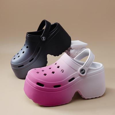 2024 Модные туфли на высоком каблуке, женские туфли на платформе, градиентные цвета, легкие летние туфли, женские пляжные шлепанцы, уличные сандалии