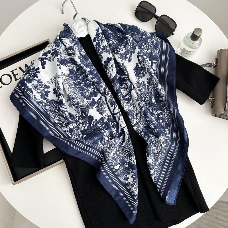 Печатный буквенный высококачественный искусственный шелк женский твил шелковый декоративный женский шелковый шарф