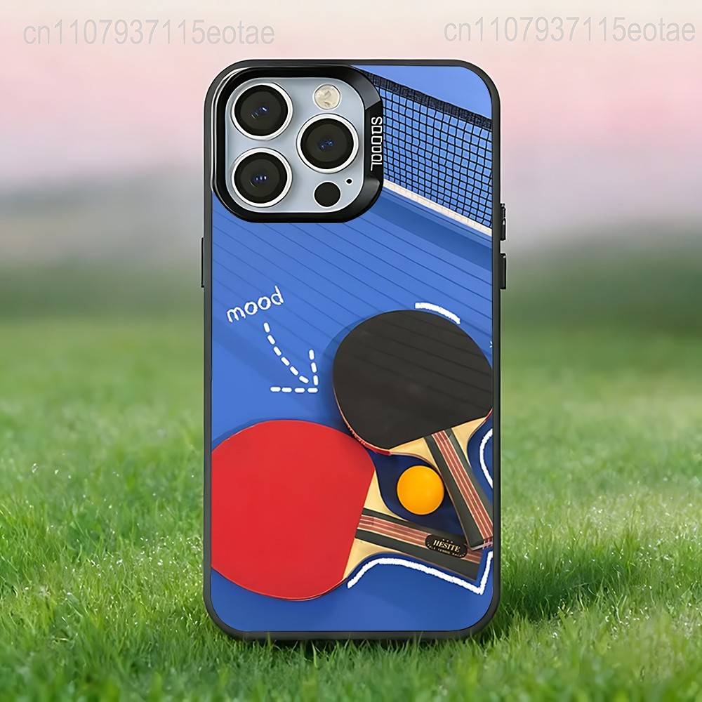 Table Tennis Racket Ping Pong BALL Case For iPhone 17,16,15,14,13,12,11,Pro,XS,Max,Plus,Mini,SE4,E Black Matte Shockproof Cover
