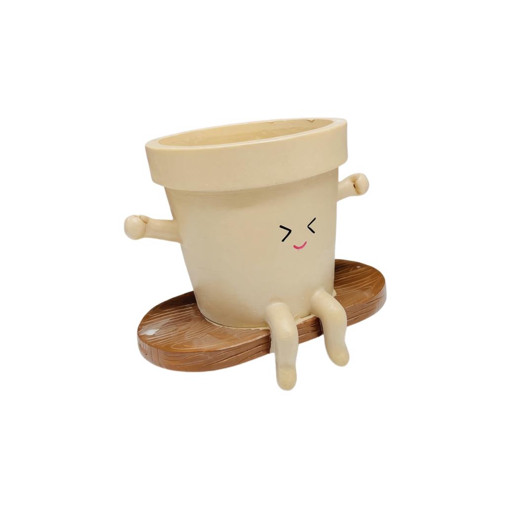 Creative Swinging Plant Pot with Figurine Design Decorative Ceramic Flowerpot Indoor Outdoor Garden Ornament Unique Home Decoration