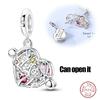 S925 Silver Pumpkin Cat Playing Card Graduation Bear Ring Seahorse 3mm Charms Beads Design DIY Fine Jewelry