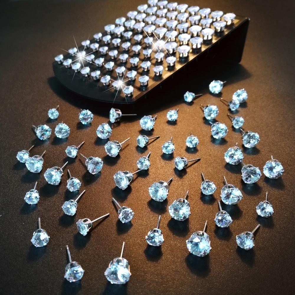 12/24/36Pairs Women's Fashion Luxury Cubic Exquisite Big Zircon Crystal Diamond Stud Earrings Set