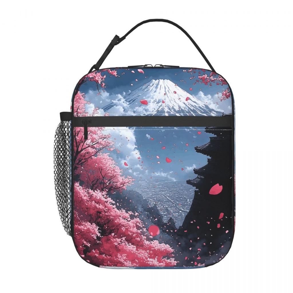 Японская пагода и вишневый цвет Insulated Lunch Bag для женщин и детей Портативные контейнеры для еды Термоланч-бокс Сумка-тоут
