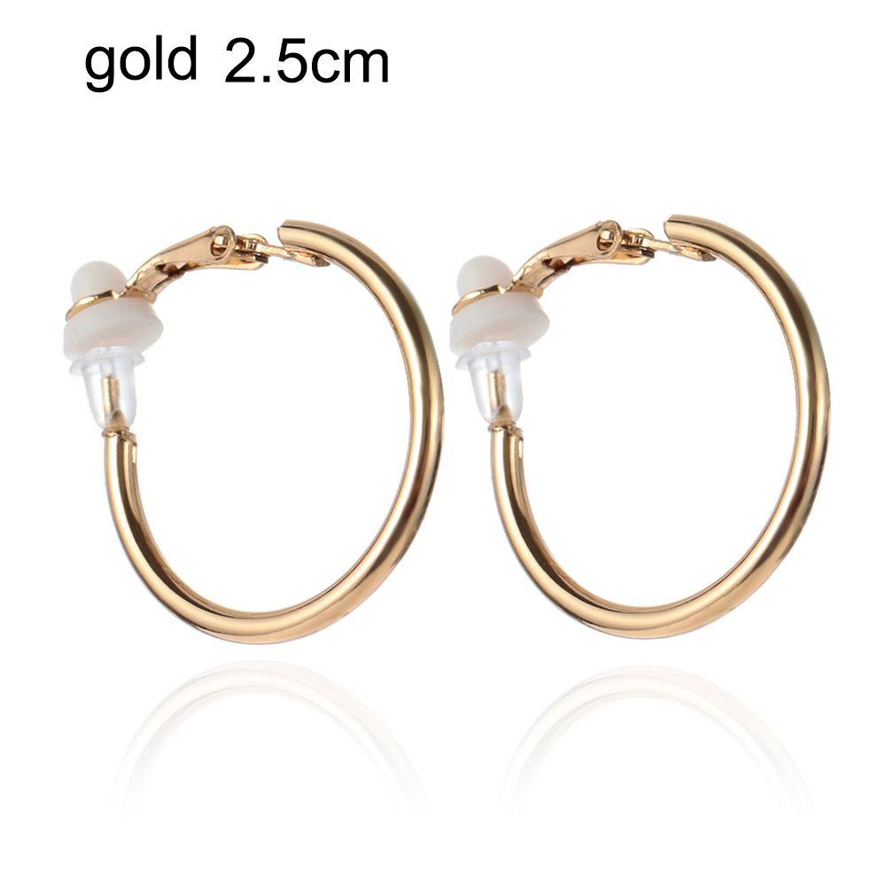 Пара ювелирных изделий золото серебро черный женская мода большой круг клипса на ухо без пирсинга серьги кольца