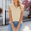 Весенние и летние модели, женская мода, свободный жилет без рукавов с v-образным вырезом, повседневная однотонная футболка, женские топы