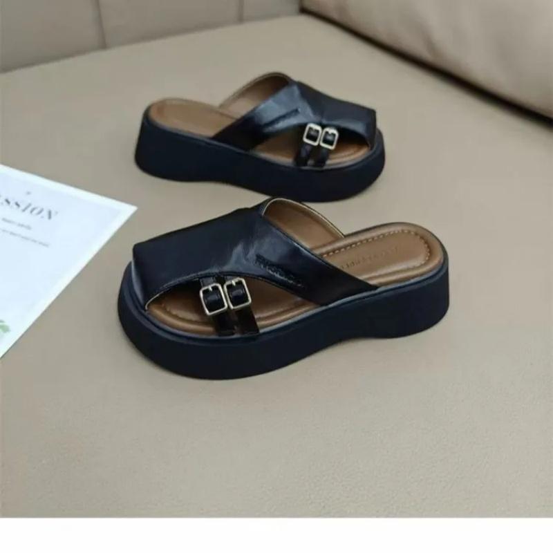 Summer Korean Baotou Half Slipper Female 2025 Temperament Non-slip Shoes Round Head To Wear All Matching Slippers