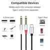 Кабель-разветвитель USB C на 6,35 мм Y-образный USB C на 6,35 мм 1/4 дюйма Адаптерный кабель для планшета, ноутбука, телефона, усилителя