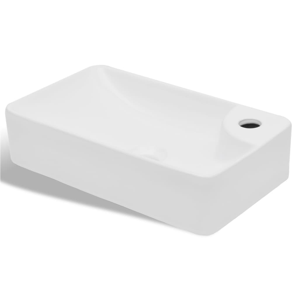 Vidaxl Ceramiczna Umywalka Z Otworem Na Kran, Biała