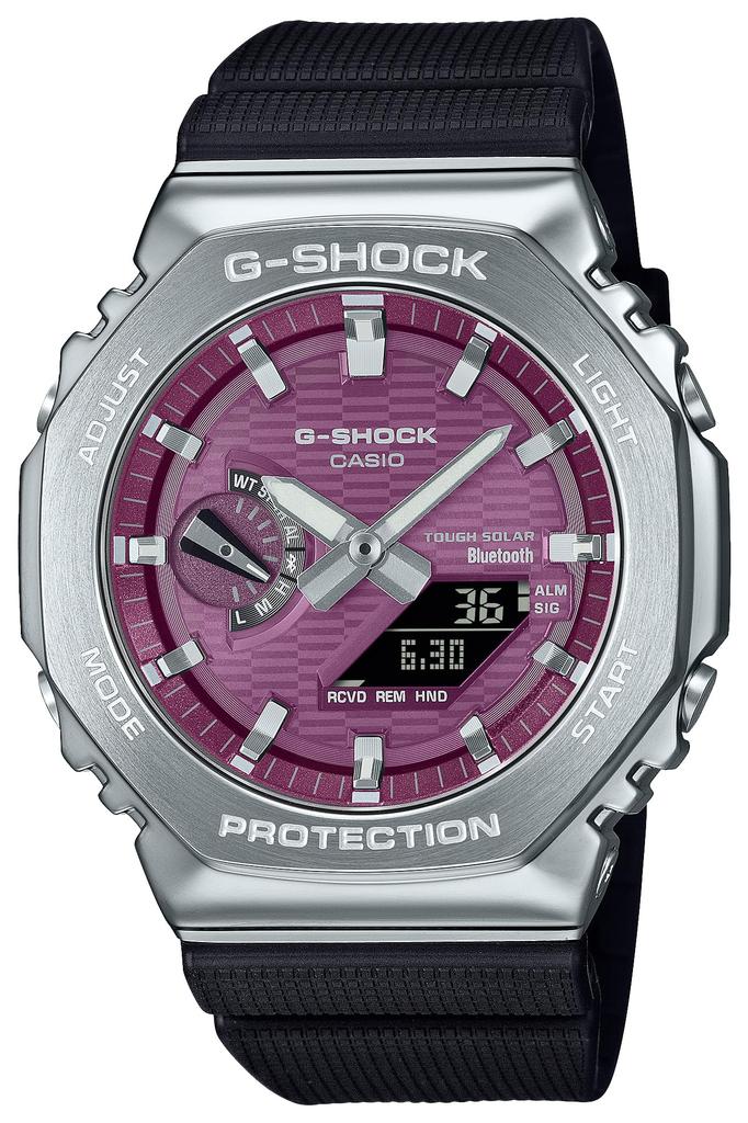 Casio Watch Burgundy with Metal Tough and Environmentally Friendly Materials G-Shock GBM-2100A-4BJF Men's Cover, Bluetooth, Solar,