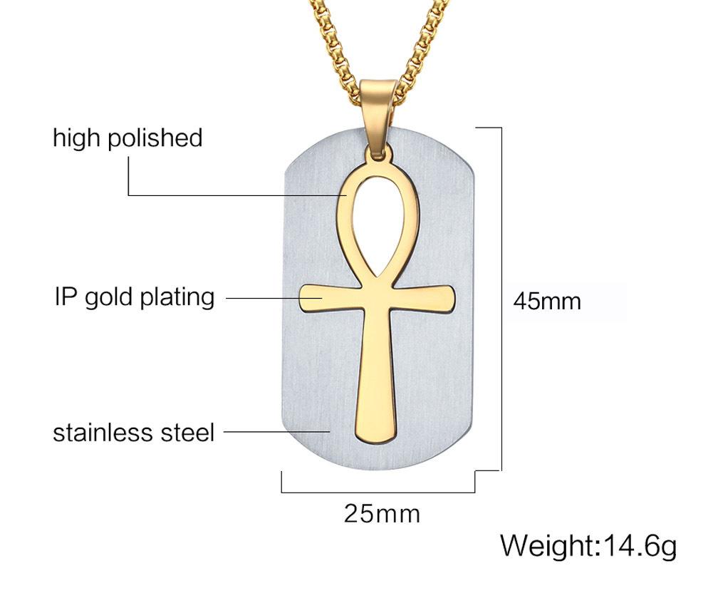 Vnox Religion Egyptian Ankh Crucifix Cross Pendant Necklaces Stainless Steel Symbol of Life Cross Pendants Prayer Gifts Jewelry