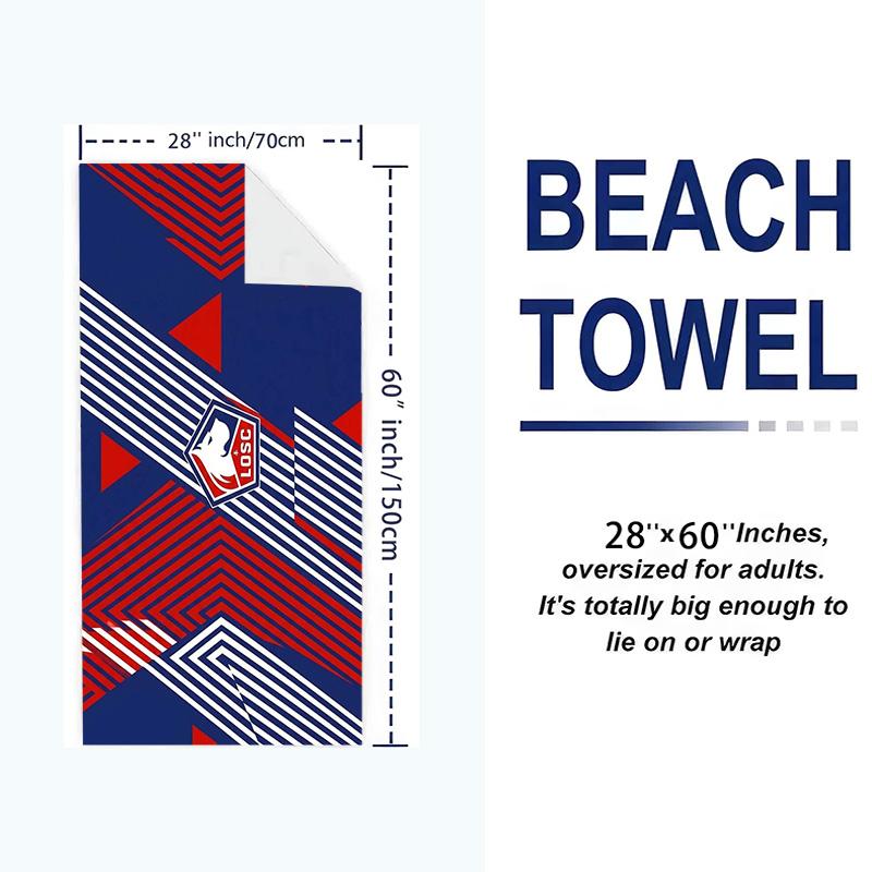 Lille OSC Print Beach Towel, Large Soft Quick Dry Towel for Beach Camping Swimming