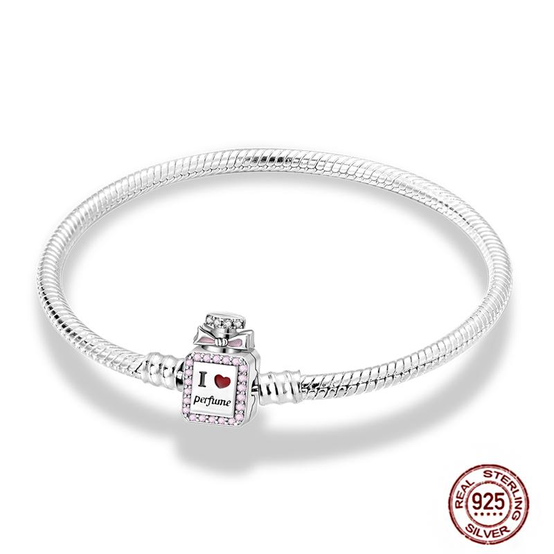 17-20CM Star Moon Bracelet 925 Copper Pink Heart Clover Charms Snake Chain Luminous Bracelet For Women DIY Birthday Zircon Gift