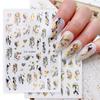 Nails Art Sticker Black Gold Leaves Lines Holographic Laser Nails Foils Decals Tips Manicure Decorations