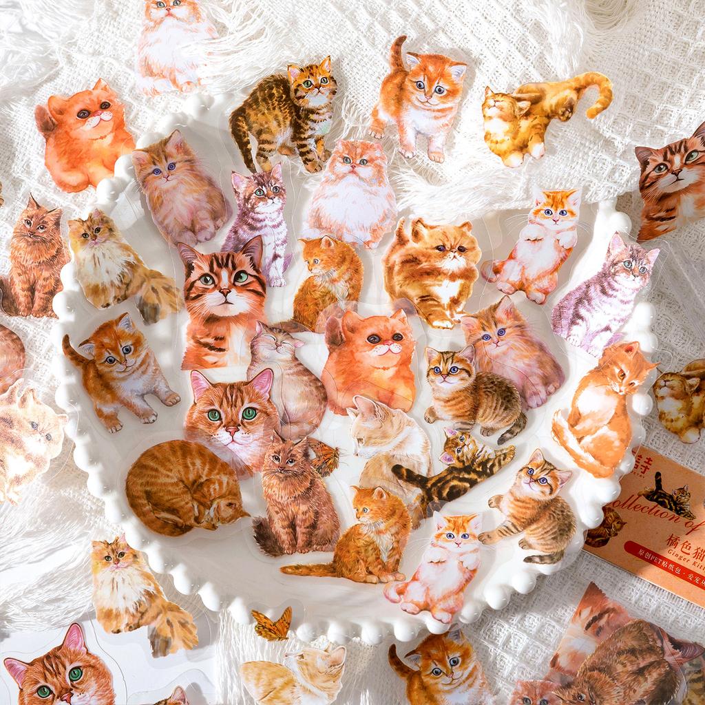 JIAMEI 40pcs/pack Kawaii Versatile Cat Cartoon Sticker DIY Scrapbooking Decor Journal Supplies Aesthetic Cute Stationery Sticker