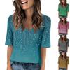 Women's V Neck T Shirts Half Sleeve Tops Printed Casual Summer Tees T Shirt Blouse