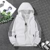 Men’s Autumn Hooded Top: Trendy Loose-Fit Three-Stripe Sports Jacket