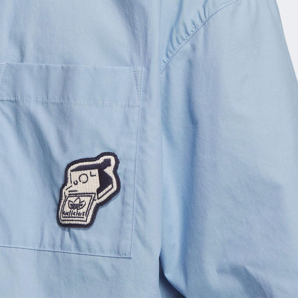 Adidas Оригинальные свободные рубашки с короткими рукавами и логотипом в виде трилистника, мужские топы, светло-голубые IS0635