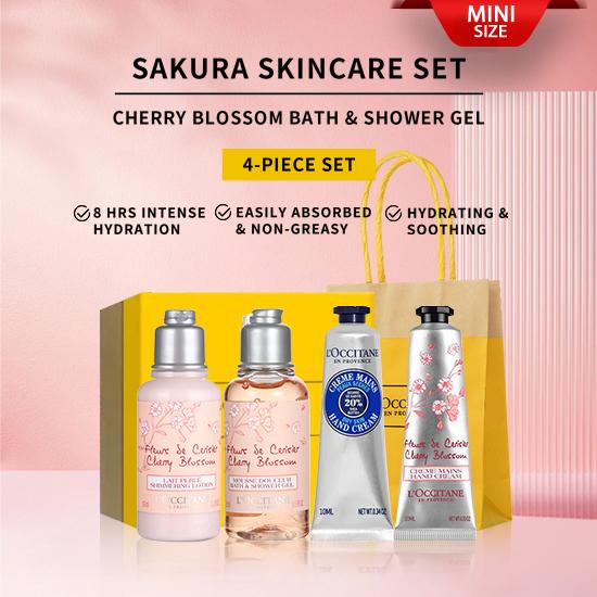 L'Occitane En Provence Mini Body Care Set (Cherry Blossom Body Lotion 35ml + Shower Gel 35ml + Hand Cream 10ml + Shea Butter Hand Cream 10ml) 4-Piece