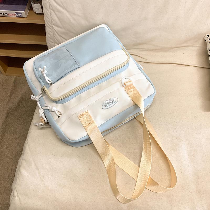 Women's Shoulder Bag Color Block College Style Student Crossbody Bag Class Book Bag